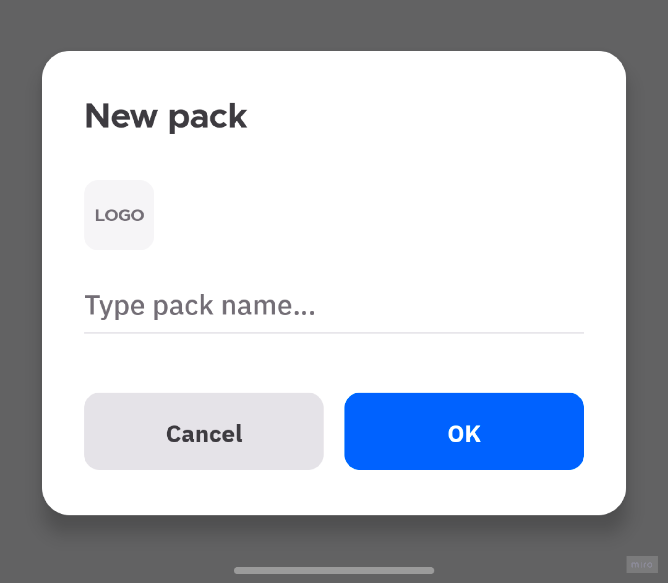 create pack modal - default