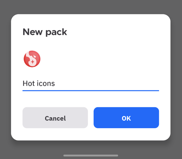 create pack modal - filled