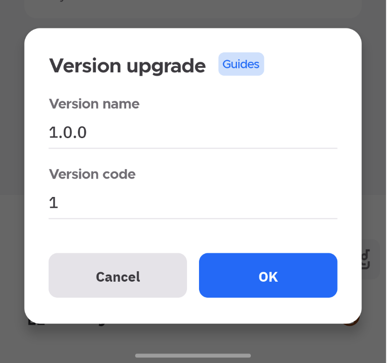 version upgrade modal
